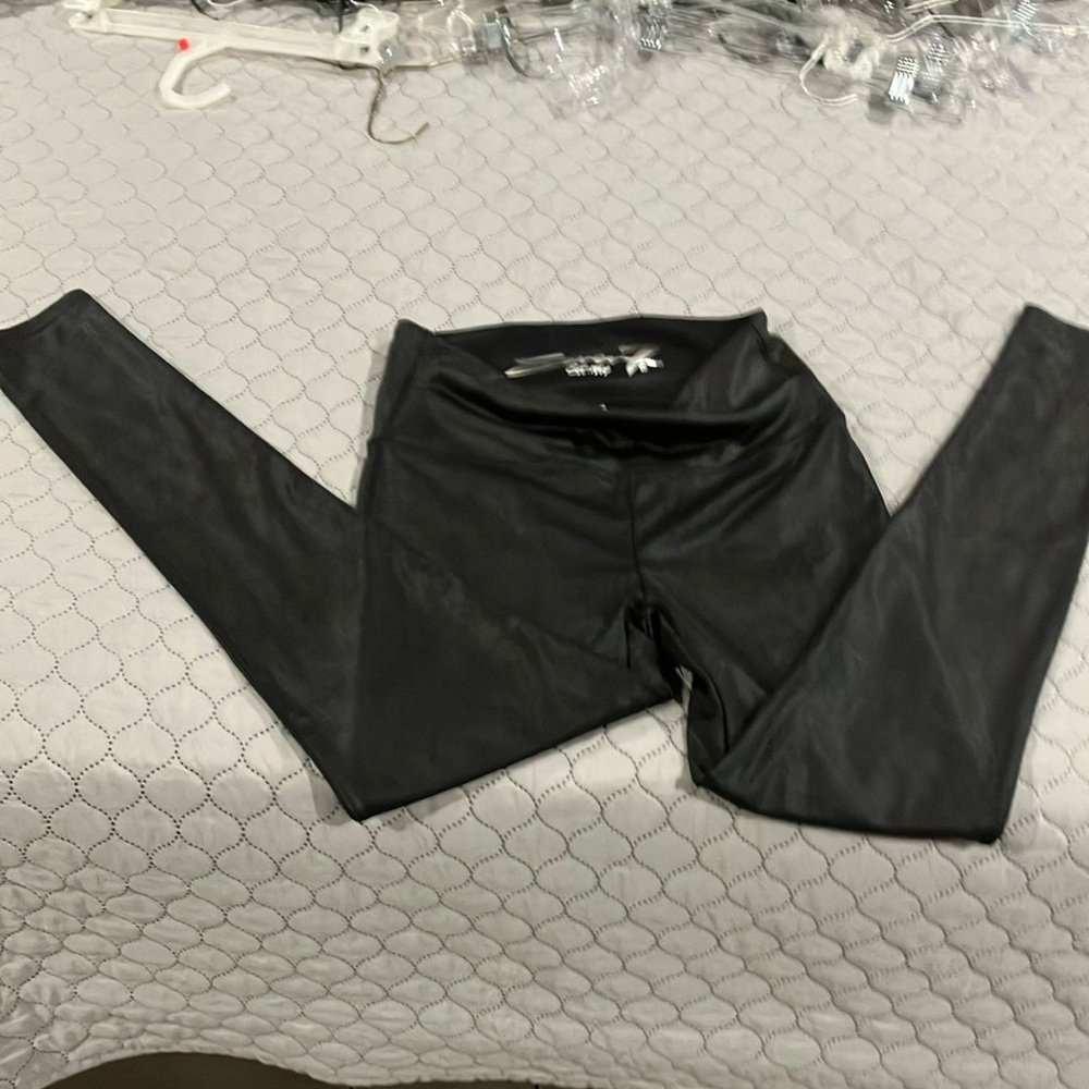 Seven7 Black Shiny Leggings-Small-EUC